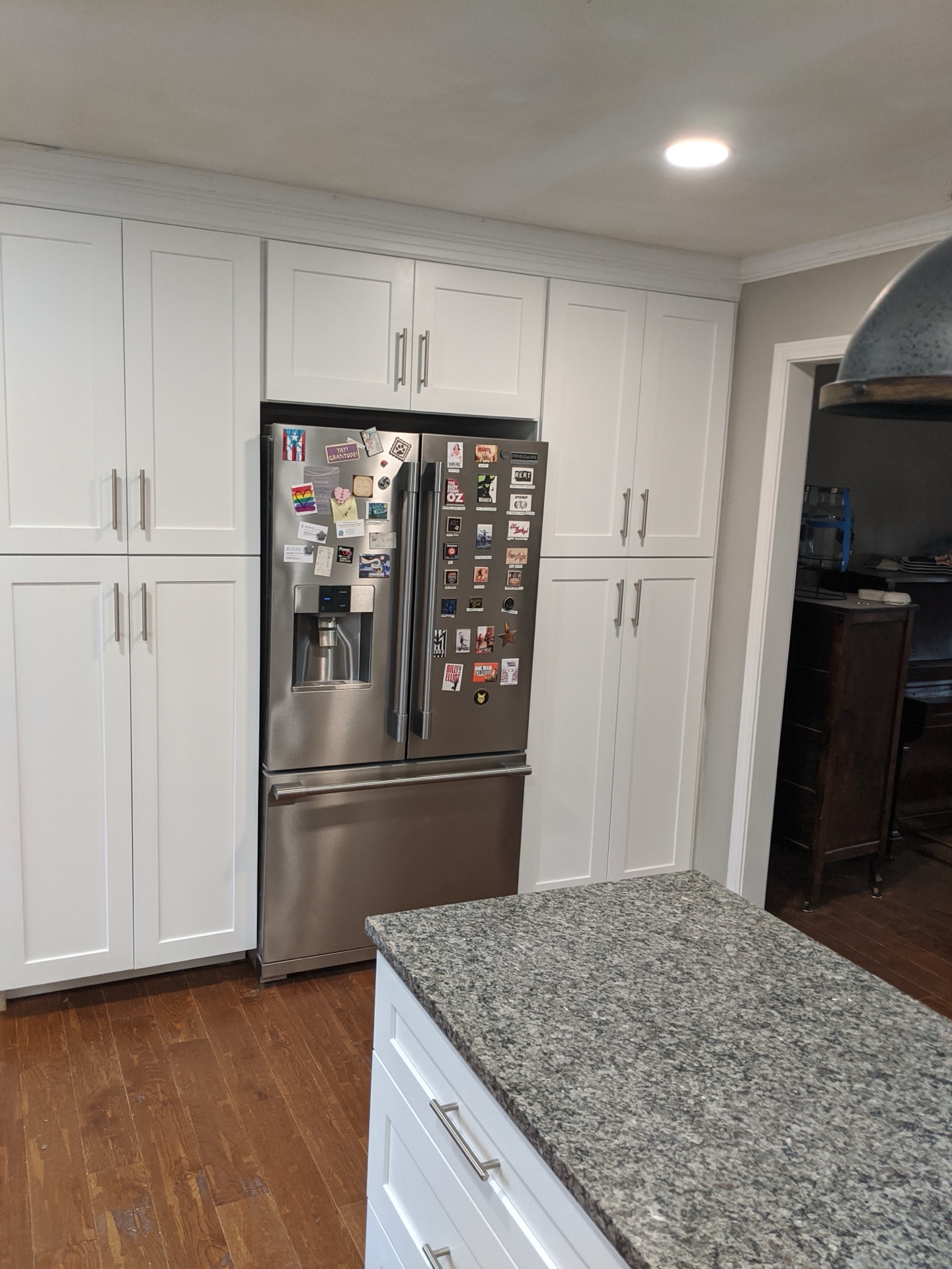 Kitchen cabinet installation, Triangle area. Cabinet layout and finish work.