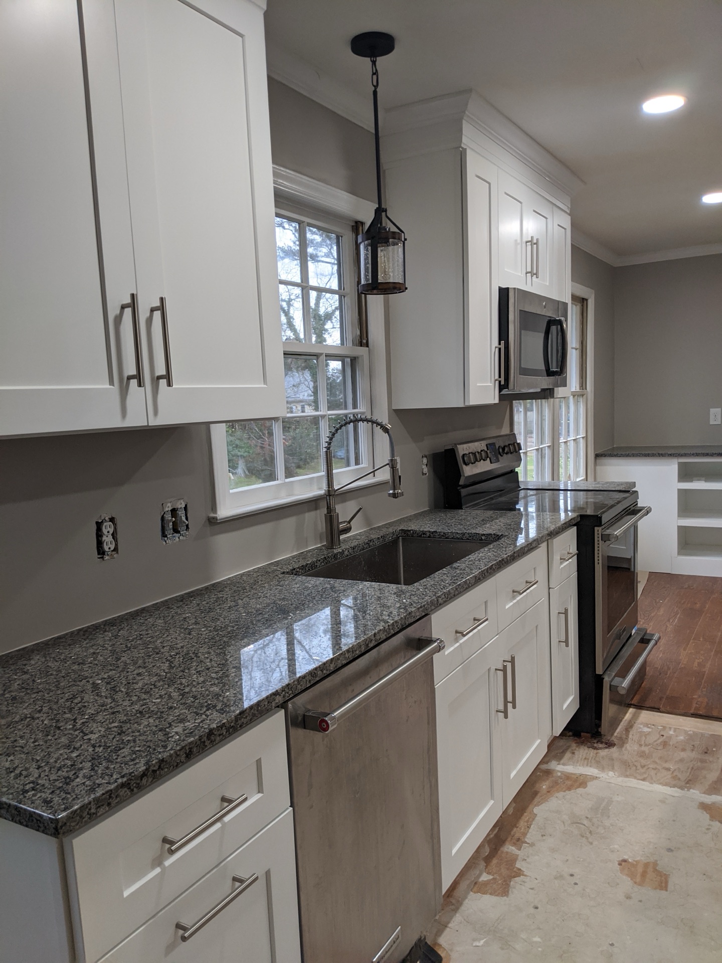 Kitchen cabinet installation, Triangle area. New cabinet configuration throughout.