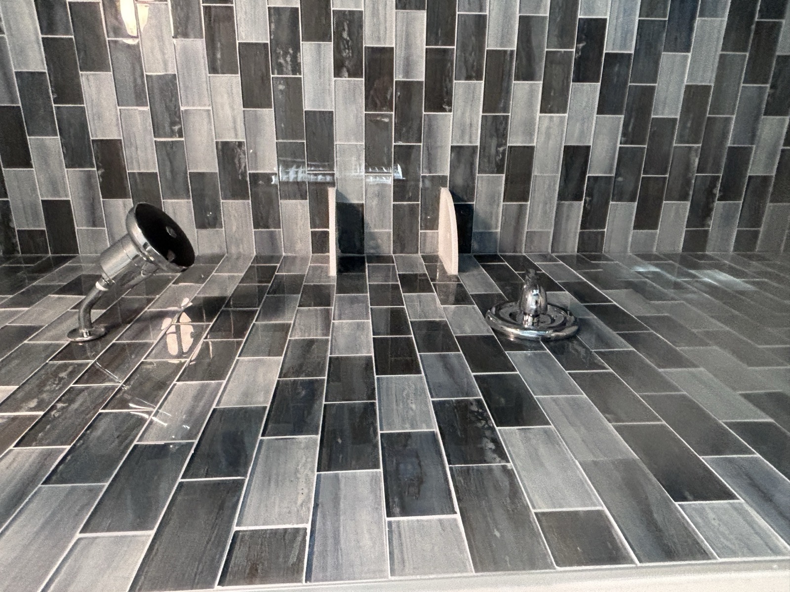 Tile shower installation, Fayetteville NC. Full tile surround, finished project.
